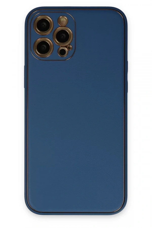 Apple iPhone 12 Pro Max Kılıf Coco Deri Silikon Kapak - Açık Mavi
