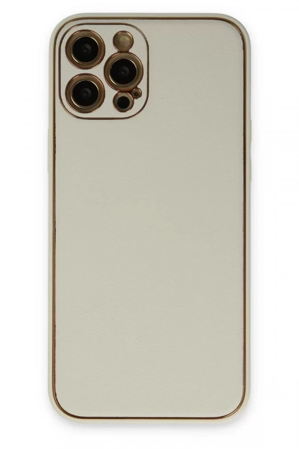 Apple iPhone 12 Pro Max Kılıf Coco Deri Silikon Kapak - Beyaz