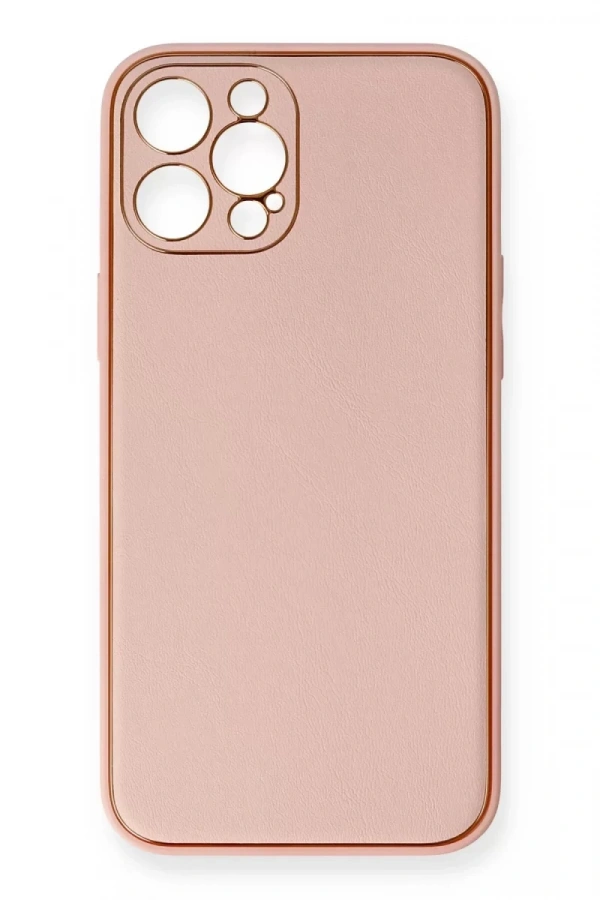 Apple iPhone 12 Pro Max Kılıf Coco Deri Silikon Kapak - Pembe