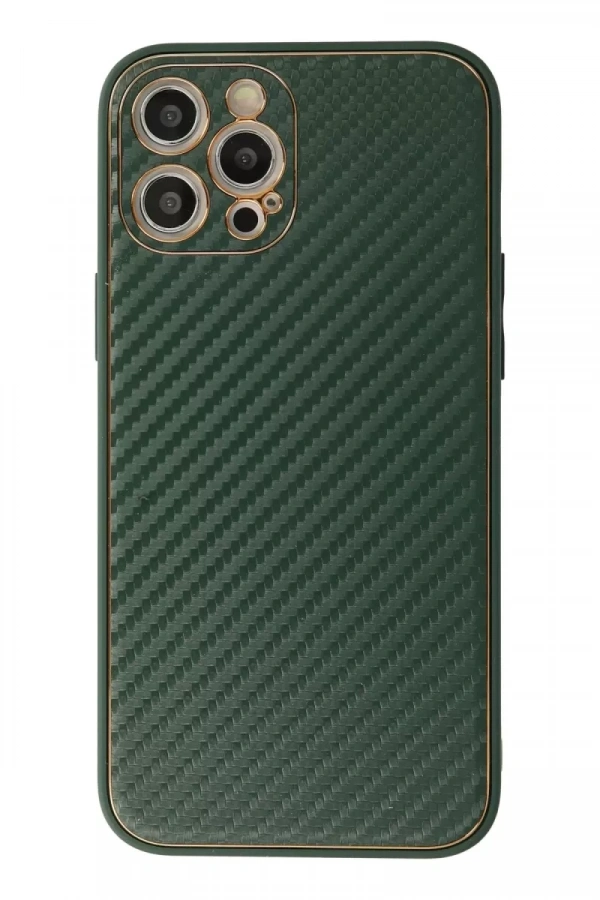 Apple iPhone 12 Pro Max Kılıf Coco Karbon Silikon - Yeşil