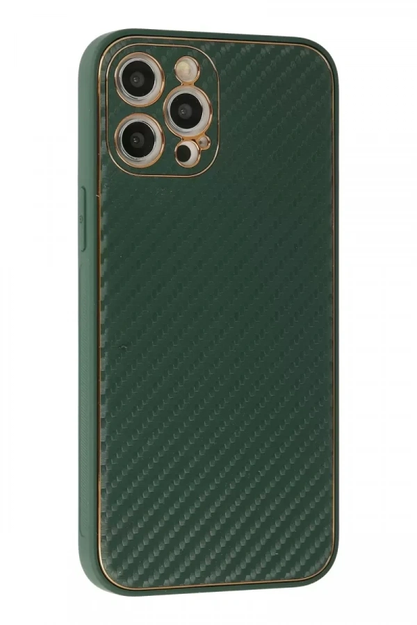 Apple iPhone 12 Pro Max Kılıf Coco Karbon Silikon - Yeşil