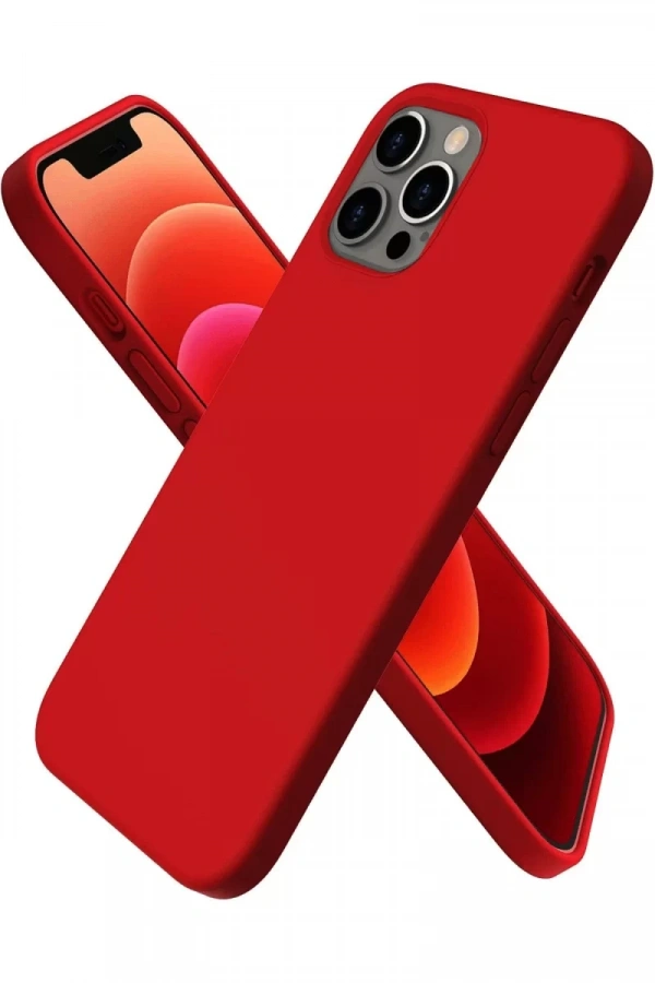 Apple iPhone 12 Pro Max Kılıf First Silikon - Koyu Kırmızı