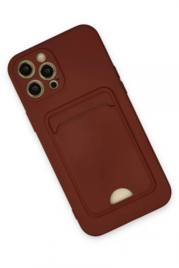 Apple iPhone 12 Pro Max Kılıf Kelvin Kartvizitli Silikon - Bordo