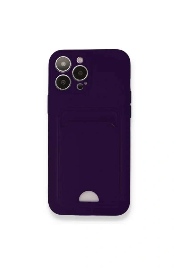 Apple iPhone 12 Pro Max Kılıf Kelvin Kartvizitli Silikon - Derin Mor