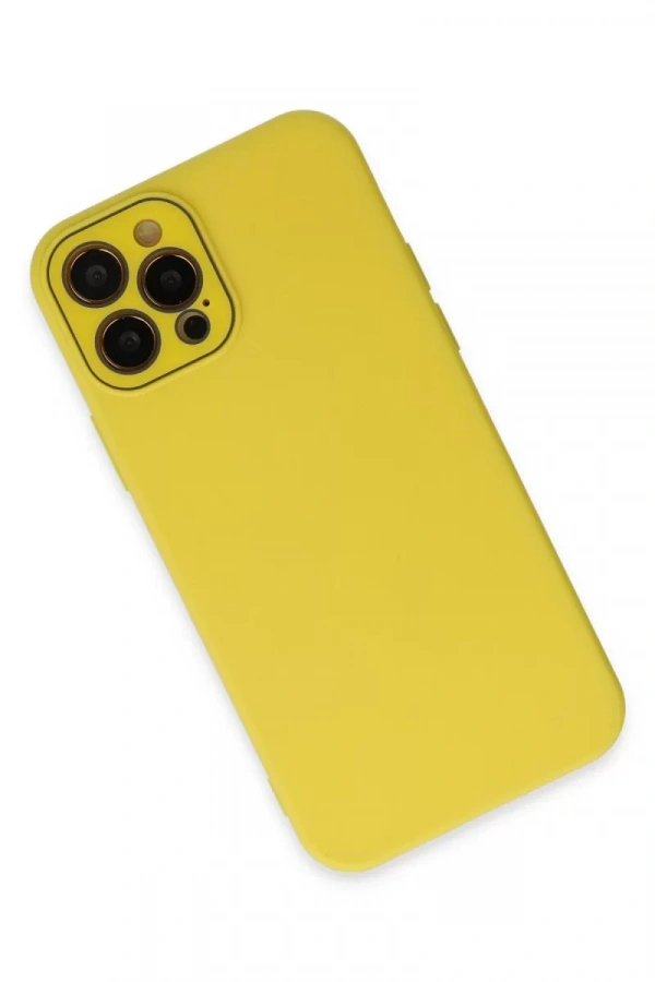 Apple iPhone 12 Pro Max Kılıf Lansman Glass Kapak - Sarı