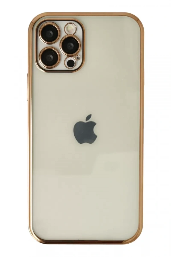 Apple iPhone 12 Pro Max Kılıf Lensli Silikon - Gold