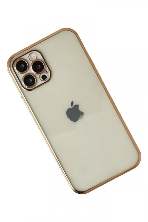 Apple iPhone 12 Pro Max Kılıf Lensli Silikon - Gold