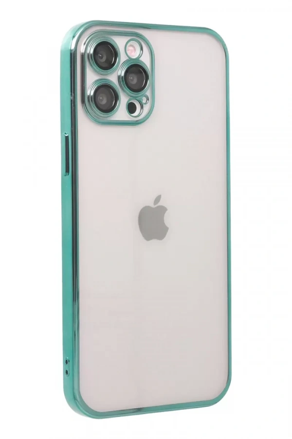 Apple iPhone 12 Pro Max Kılıf Lensli Silikon - Yeşil