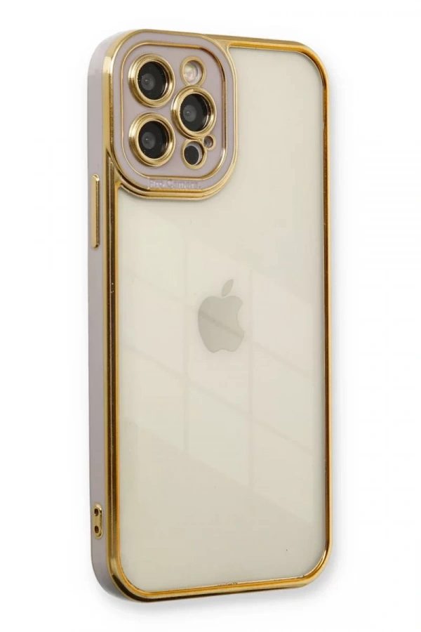 Apple iPhone 12 Pro Max Kılıf Liva Lens Silikon - Lila