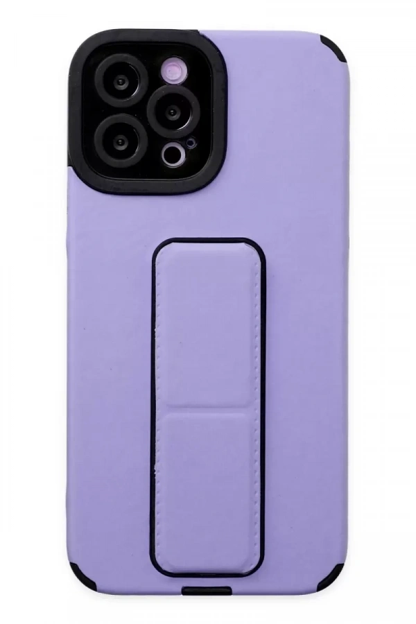 Apple iPhone 12 Pro Max Kılıf Mega Standlı Silikon - Lila