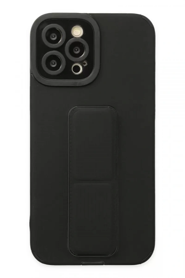 Apple iPhone 12 Pro Max Kılıf Mega Standlı Silikon - Siyah