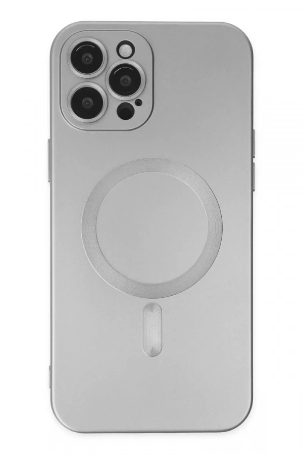 Apple iPhone 12 Pro Max Kılıf Moshi Lens Magneticsafe Silikon - Gümüş