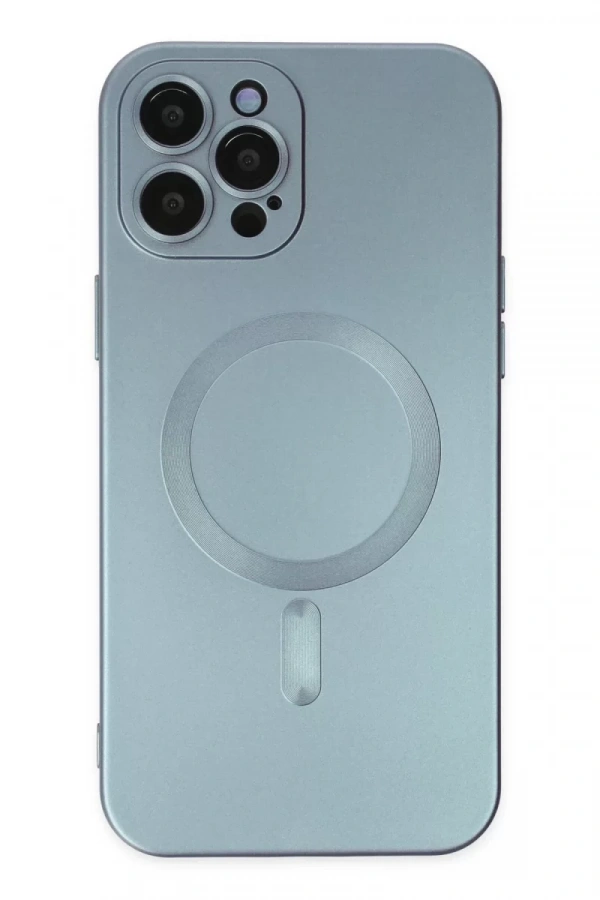 Apple iPhone 12 Pro Max Kılıf Moshi Lens Magneticsafe Silikon - Sierra Blue