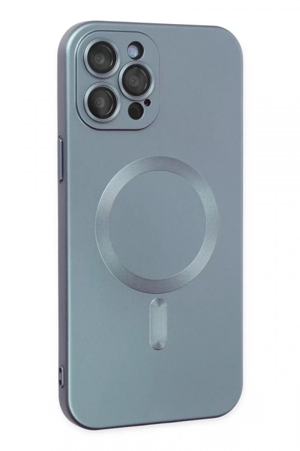Apple iPhone 12 Pro Max Kılıf Moshi Lens Magneticsafe Silikon - Sierra Blue