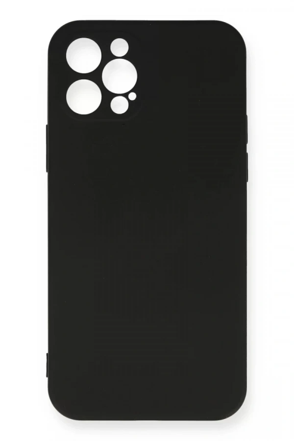 Apple iPhone 12 Pro Max Kılıf Nano içi Kadife Silikon - Siyah