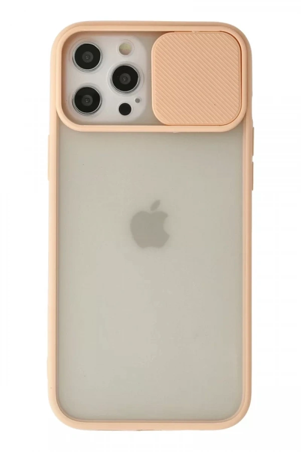 Apple iPhone 12 Pro Max Kılıf Palm Buzlu Kamera Sürgülü Silikon - Pembe