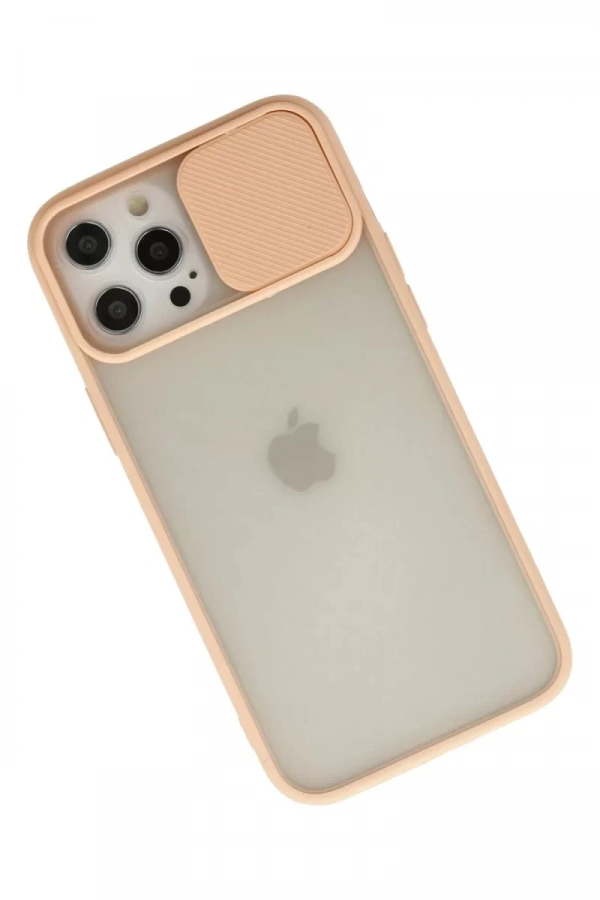 Apple iPhone 12 Pro Max Kılıf Palm Buzlu Kamera Sürgülü Silikon - Pembe
