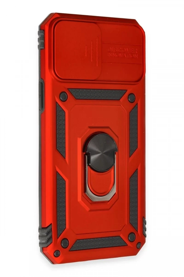 Apple iPhone 12 Pro Max Kılıf Pars Lens Yüzüklü Silikon - Kırmızı