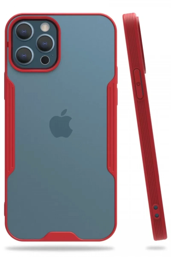 Apple iPhone 12 Pro Max Kılıf Platin Silikon - Kırmızı
