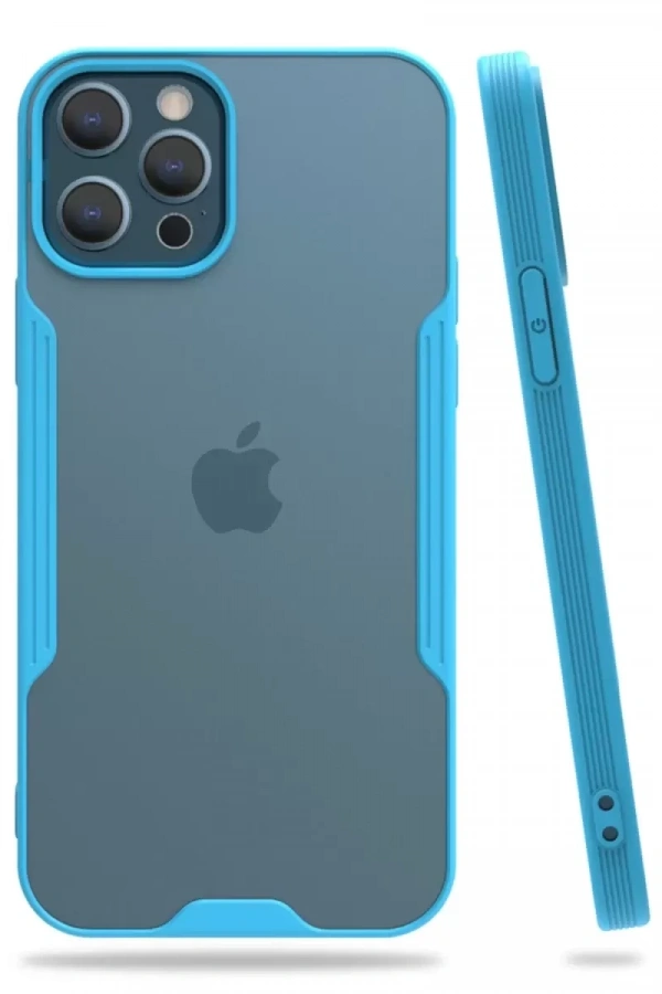 Apple iPhone 12 Pro Max Kılıf Platin Silikon - Mavi
