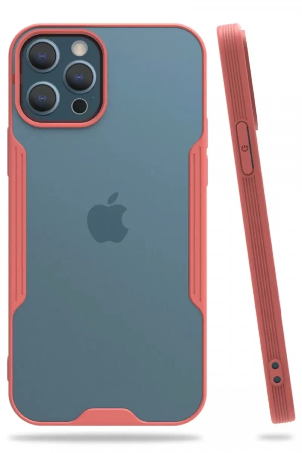 Apple iPhone 12 Pro Max Kılıf Platin Silikon - Pembe