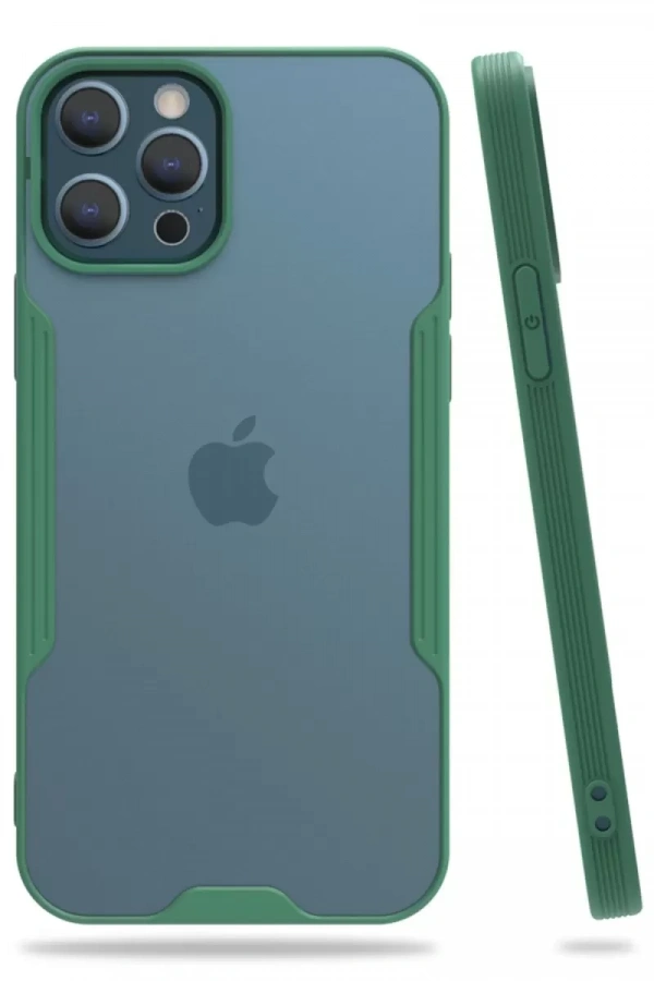 Apple iPhone 12 Pro Max Kılıf Platin Silikon - Yeşil