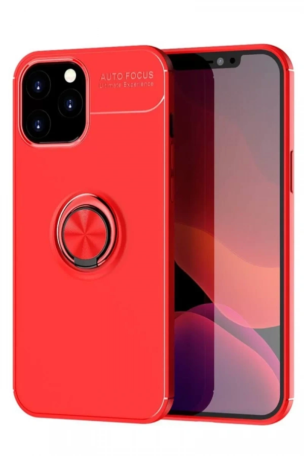 Apple iPhone 12 Pro Max Kılıf Range Yüzüklü Silikon - Kırmızı