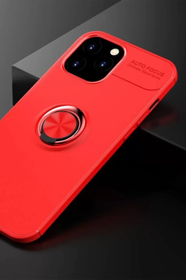 Apple iPhone 12 Pro Max Kılıf Range Yüzüklü Silikon - Kırmızı