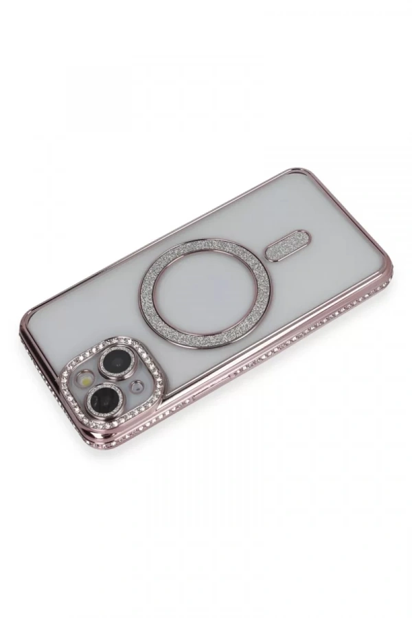 Apple iPhone 13 Kılıf Joke Simli Magneticsafe Kılıf - Pembe