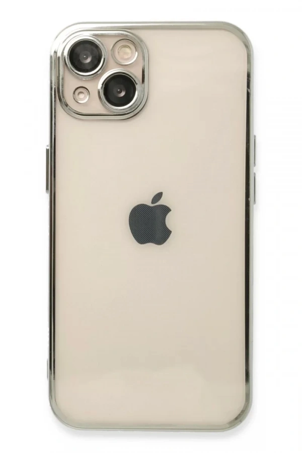 Apple iPhone 13 Kılıf Lensli Silikon - Gümüş