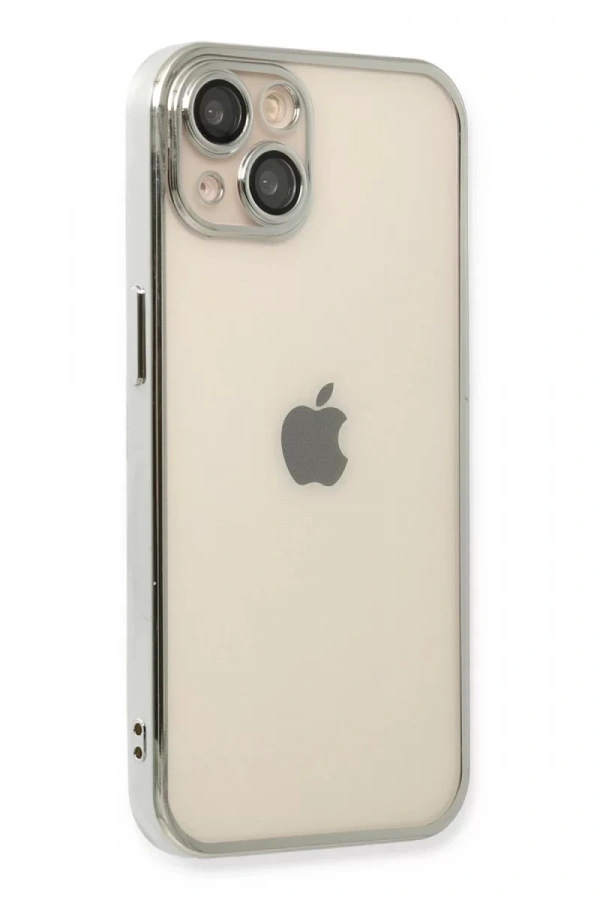 Apple iPhone 13 Kılıf Lensli Silikon - Gümüş