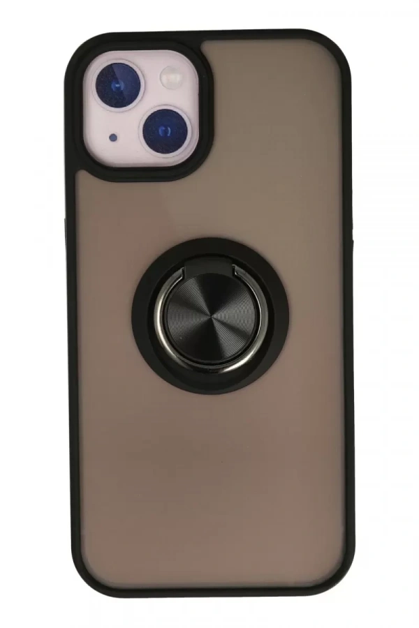 Apple iPhone 13 Kılıf Montreal Yüzüklü Silikon Kapak - Siyah