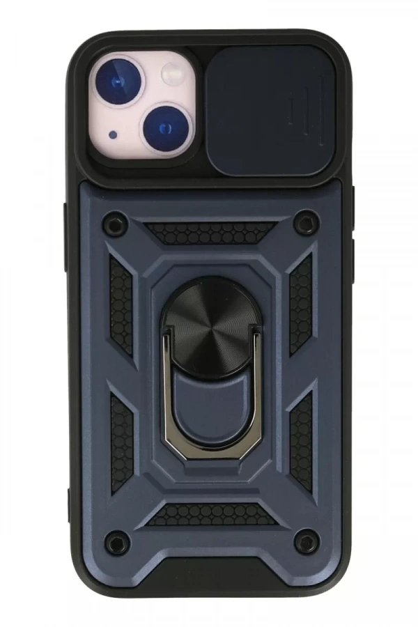 Apple iPhone 13 Kılıf Pars Lens Yüzüklü Silikon - Lacivert