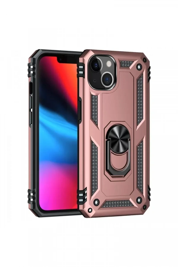 Apple iPhone 13 Kılıf Sofya Yüzüklü Silikon Kapak - Rose
