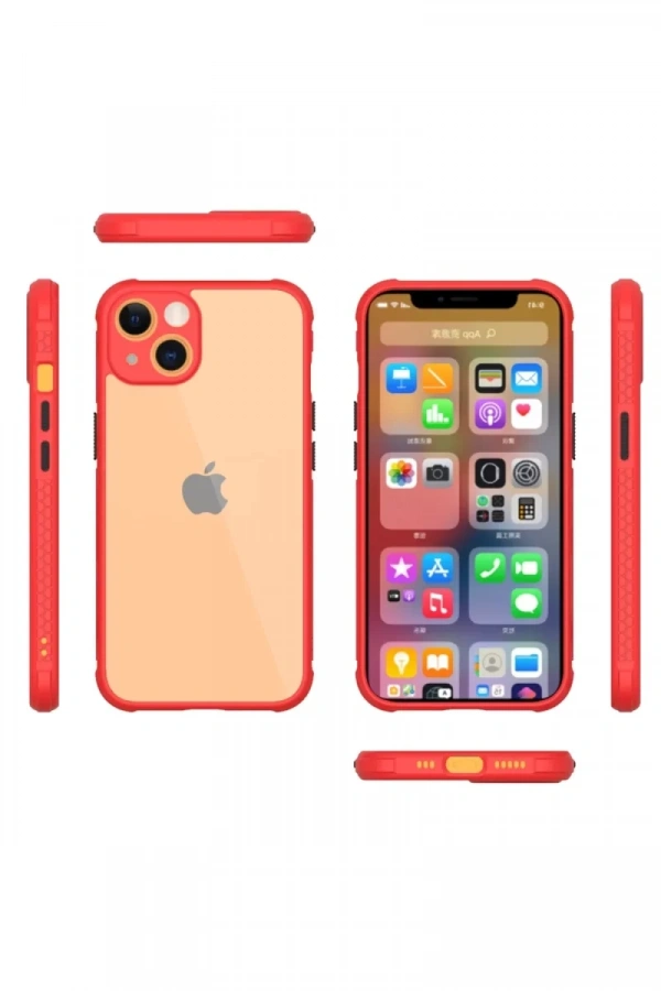 Apple iPhone 13 Mini Kılıf Miami Şeffaf Silikon - Kırmızı