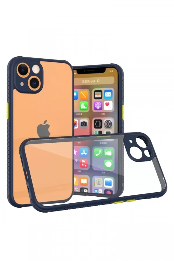 Apple iPhone 13 Mini Kılıf Miami Şeffaf Silikon - Lacivert