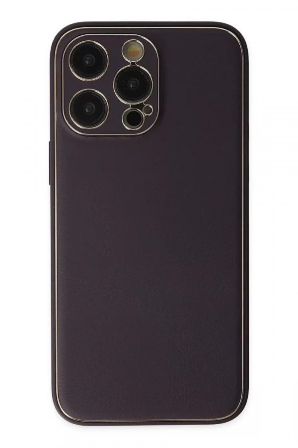 Apple iPhone 13 Pro Kılıf Coco Deri Silikon Kapak - Derin Mor