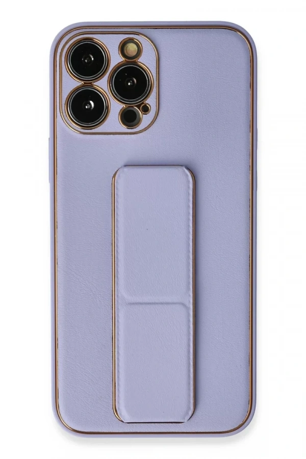 Apple iPhone 13 Pro Kılıf Coco Deri Standlı Kapak - Lila