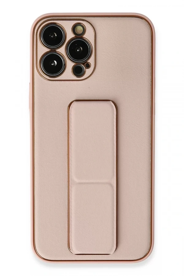 Apple iPhone 13 Pro Kılıf Coco Deri Standlı Kapak - Pembe