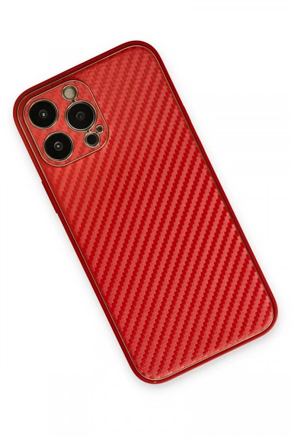 Apple iPhone 13 Pro Kılıf Coco Karbon Silikon - Kırmızı