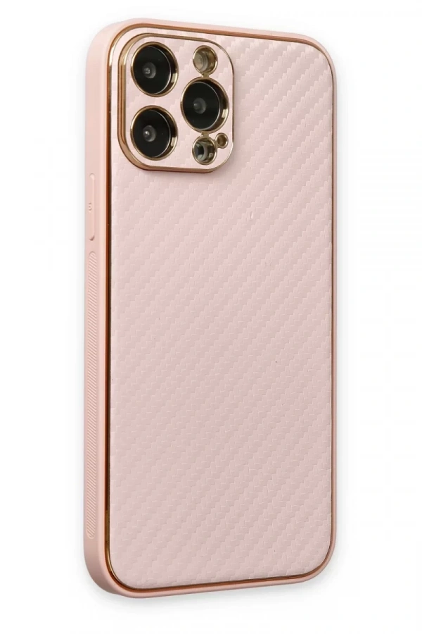 Apple iPhone 13 Pro Kılıf Coco Karbon Silikon - Pembe