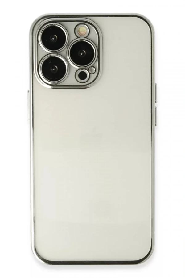 Apple iPhone 13 Pro Kılıf Lensli Silikon - Gümüş