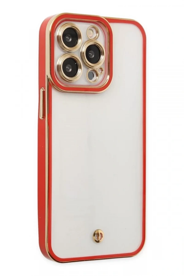 Apple iPhone 13 Pro Kılıf Liva Lens Silikon - Kırmızı