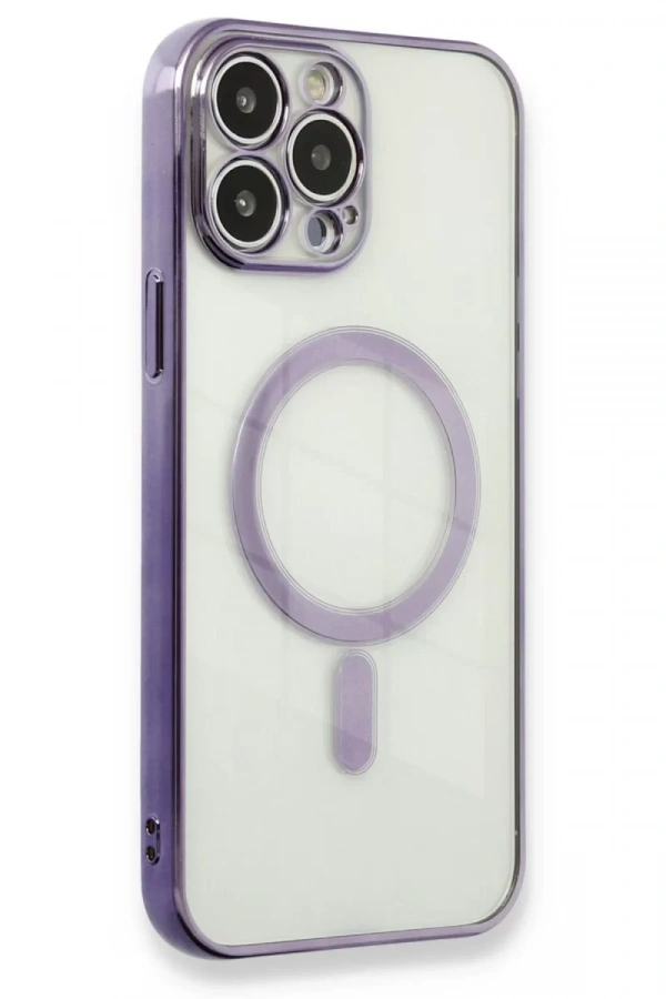 Apple iPhone 13 Pro Kılıf Magneticsafe Lazer Silikon - Mor