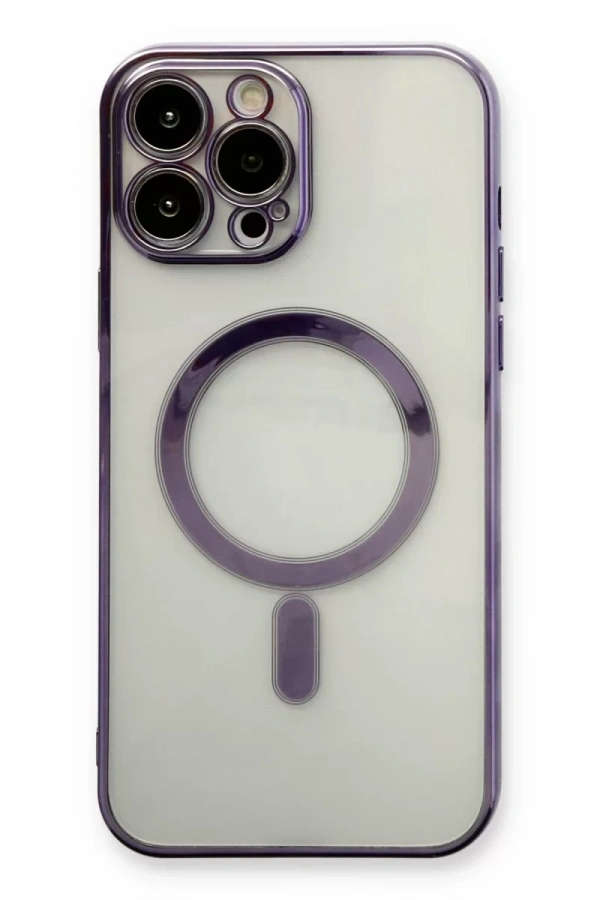 Apple iPhone 13 Pro Kılıf Magneticsafe Lazer Silikon - Mor