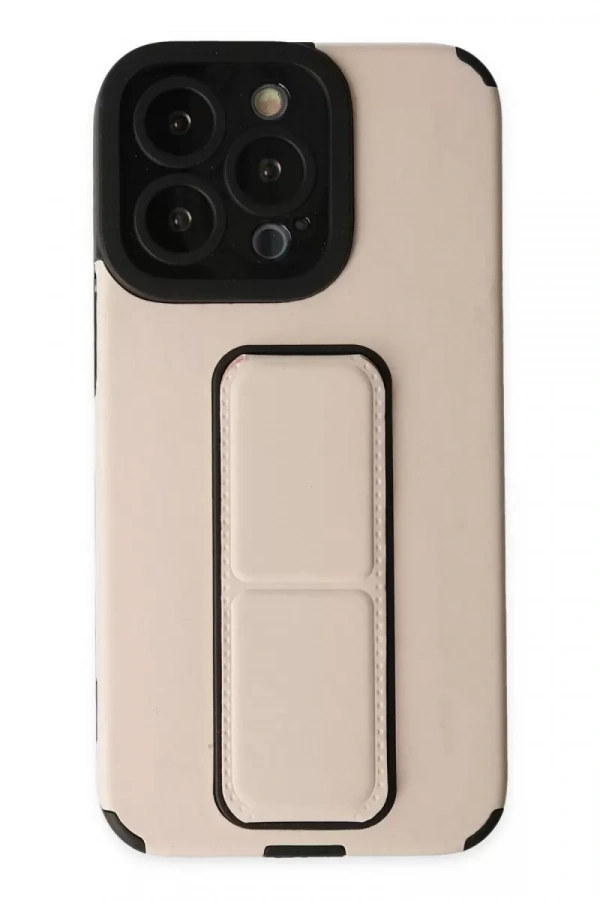 Apple iPhone 13 Pro Kılıf Mega Standlı Silikon - Gold