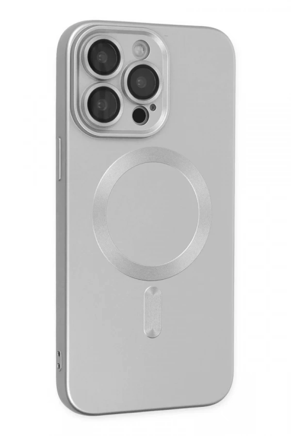 Apple iPhone 13 Pro Kılıf Moshi Lens Magneticsafe Silikon - Gümüş