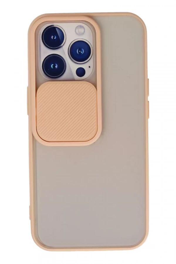 Apple iPhone 13 Pro Kılıf Palm Buzlu Kamera Sürgülü Silikon - Pembe