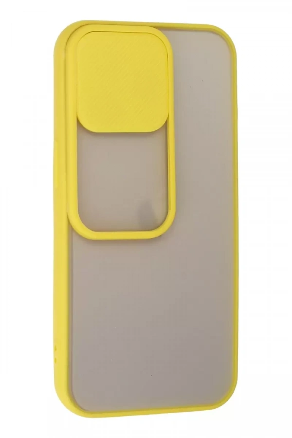 Apple iPhone 13 Pro Kılıf Palm Buzlu Kamera Sürgülü Silikon - Sarı