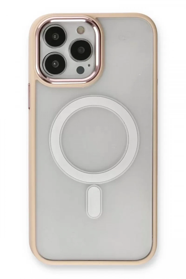 Apple iPhone 13 Pro Kılıf Room Magneticsafe Silikon - Pudra